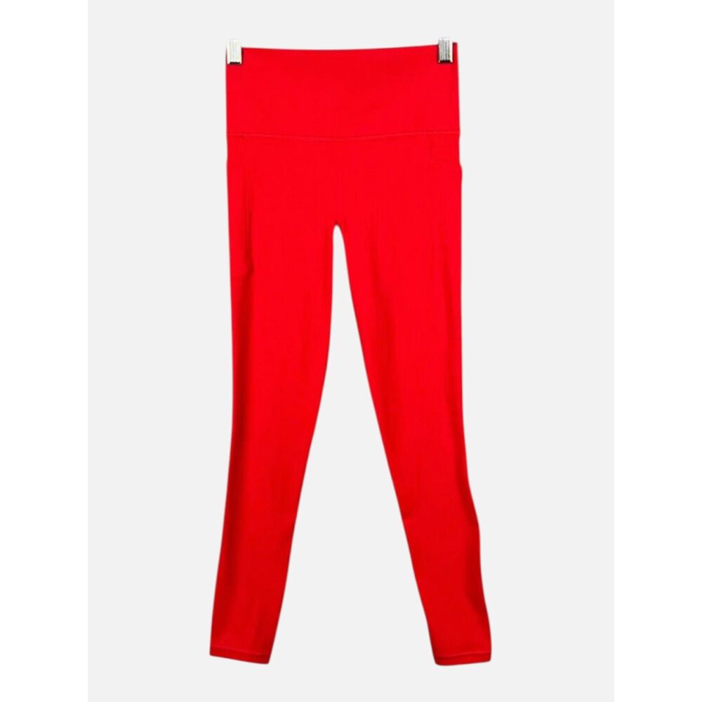 Athleta Salutation Stash Pocket II 7/8 High Rise Red Leggings Pockets Size XS